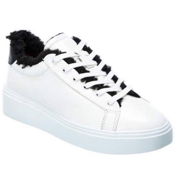 Schutz Kristin White/ Black Sherpa Lined Sneakers Size 10 NWT - Picture 3 of 8